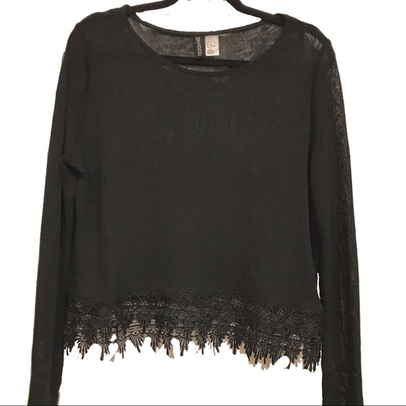 H&M Tops - H &M Divided Black Lace Long Sleeve Top Medium